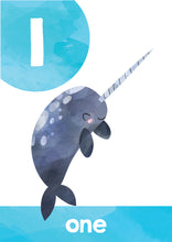 Load image into Gallery viewer, RAINBOW WATERCOLOUR NUMBER POSTERS