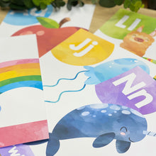 Load image into Gallery viewer, RAINBOW WATERCOLOUR ALPHABET POSTERS
