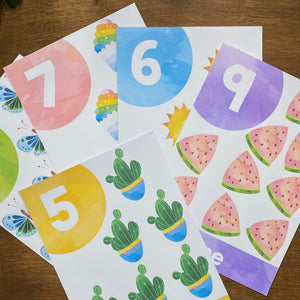 RAINBOW WATERCOLOUR NUMBER POSTERS