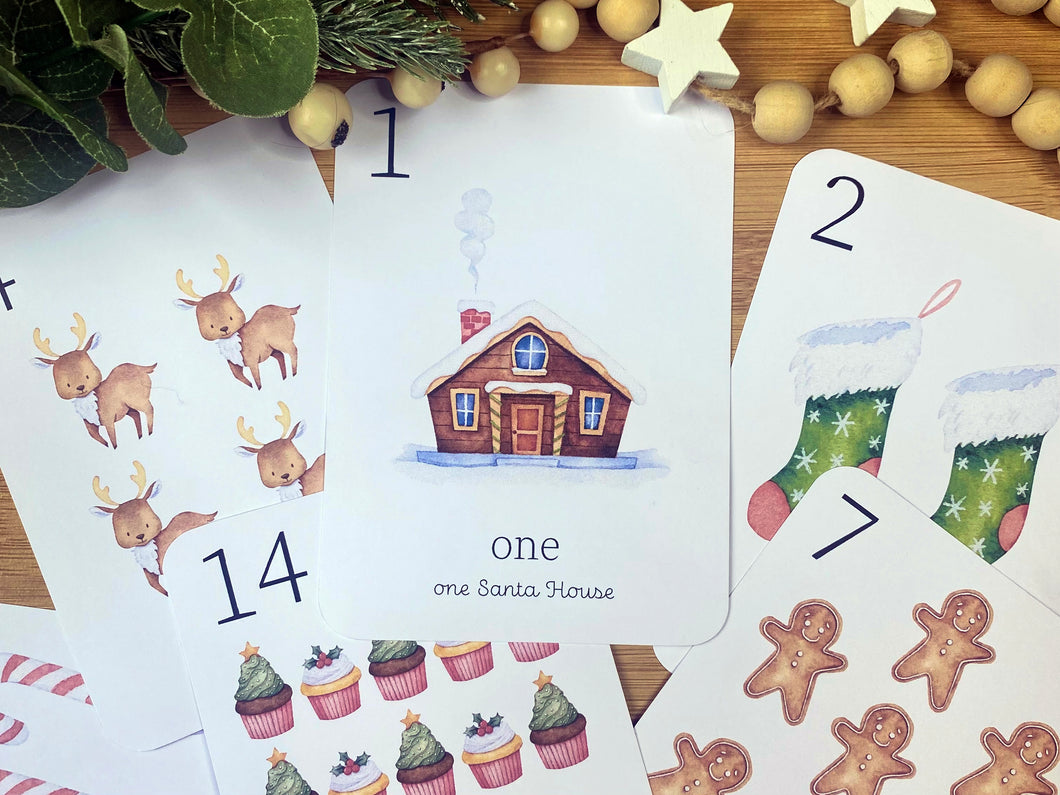 CHRISTMAS NUMBER 1-20 FLASHCARDS