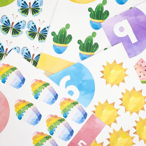 RAINBOW WATERCOLOUR NUMBER POSTERS