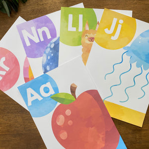 RAINBOW WATERCOLOUR ALPHABET POSTERS